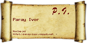 Paray Ivor névjegykártya